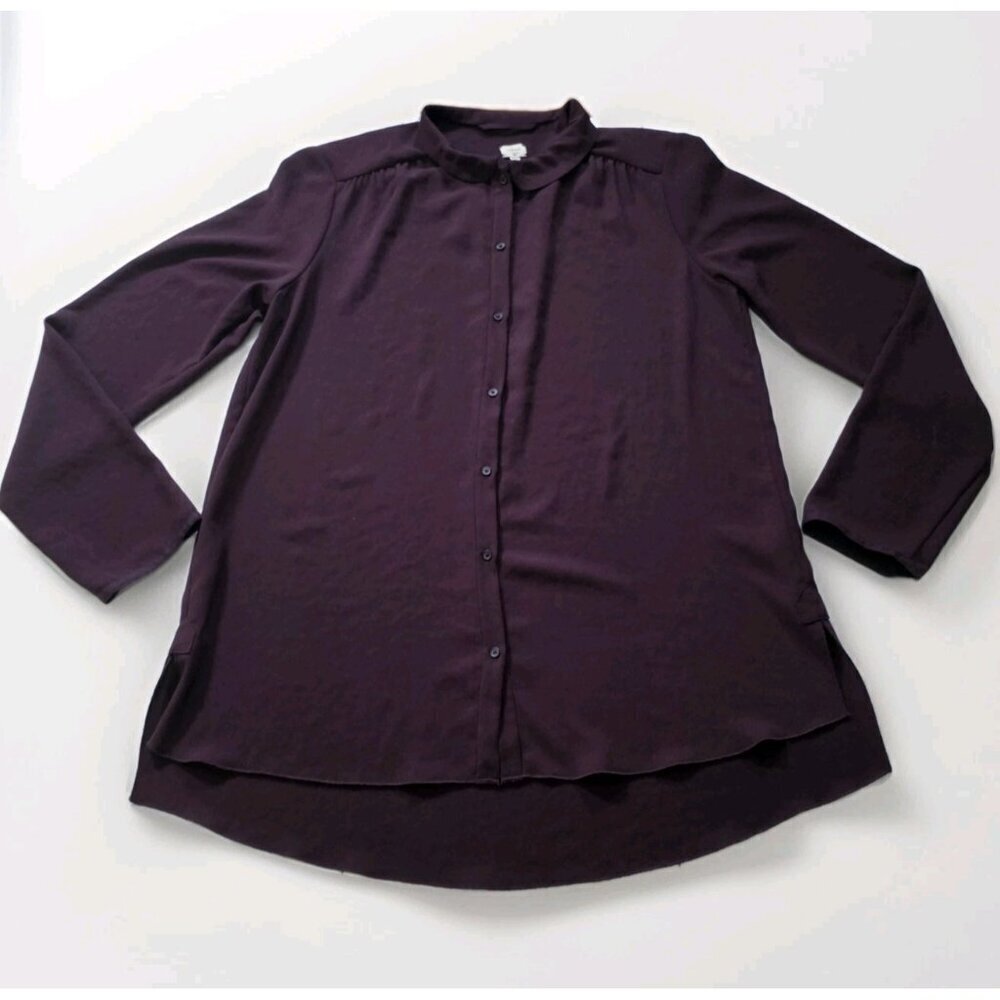 Wilfred Top Womens M Purple Blouse LS High Low Hem Corporate Girlie Buttons Boho - Picture 11 of 16